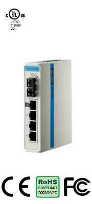 EKI-3525M 4-port 10/100Mbps + 1-port 100FX Multi-mode Unmanaged Industrial Ethernet Switch
