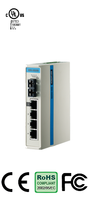 EKI-3525S 4-port 10/100Mbps + 1-port 100FX Singlemode Unmanaged Industrial Ethernet Switch