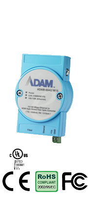 ADAM-6542 Ethernet to Single Stand WDM Fiber Optic Converter