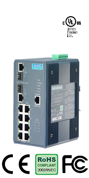 EKI-7659CPI I8+2G Port Gigabit Managed Redundant Industrial PoE Switch with Wide Temperature