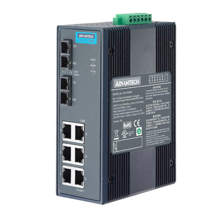EKI-2728SI 6GE+2G Single-Mode Fiber Port Unmanaged Ethernet Switch, -40~75℃