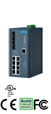 EKI-7712G-2FVP 8GE PoE + 2G SFP + 2 VDSL2 port Managed Redundant Industrial Switch