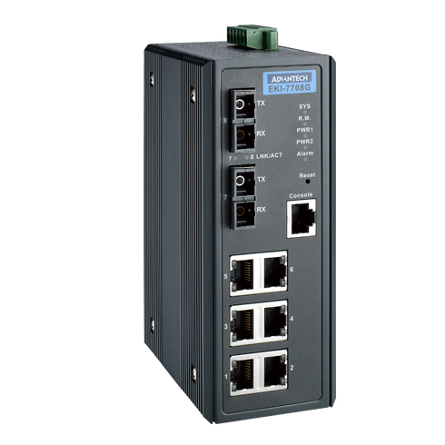 EKI-7708G-2SI 6G+2G Single-Mode SC Fiber Port Managed Switch