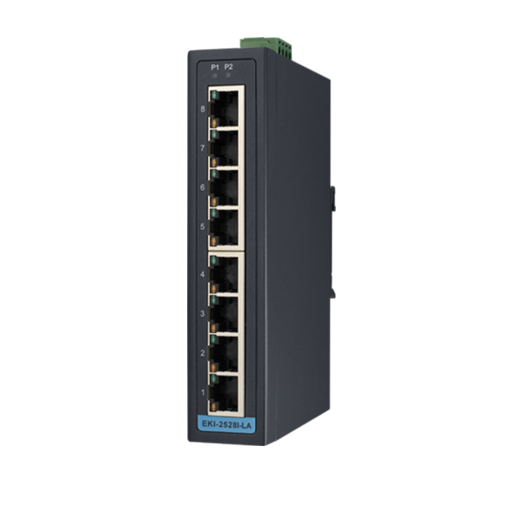 EKI-2528I-LA 8FE Slim-type Unmanaged Industrial Ethernet Switch with Low VAC Power Input, -40~75℃