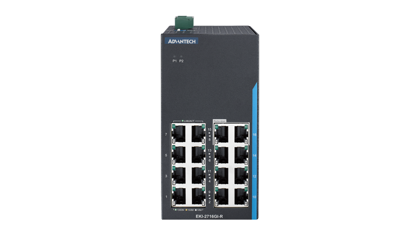 EKI-2716GI-R 16-port Gigabit Unmanaged Switch with Redundancy RSTP/STP/X-Ring - Image 2