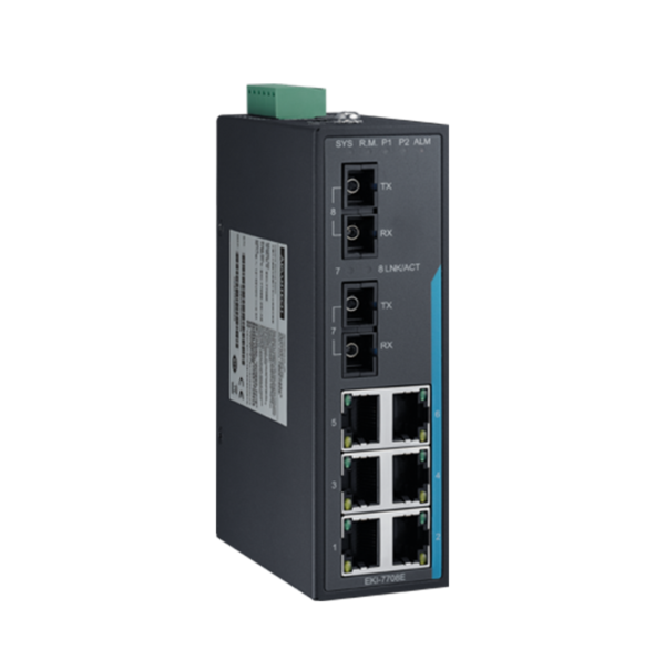 EKI-7708E-2MI 6FE+2x100M Multi-Mode SC Fiber Port Industrial Managed Ethernet Switch